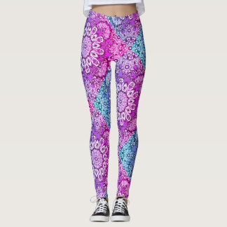 Lila Aqua Mandala Mönster Boho Leggings