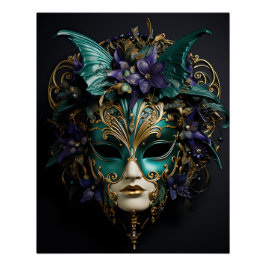 Lila Aqua MasqueraMasks Mardi Gras Drama Perfect Poster