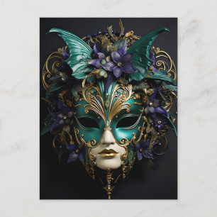 Lila Aqua MasqueraMasks Mardi Gras Drama Vykort
