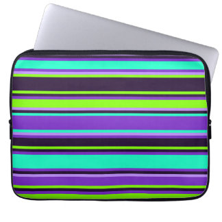 Lila-, Aqua- och Chartreuse Stripe Electronics Bag Laptop Fodral