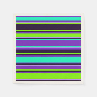 Lila, Aqua och Chartreuse Stripe-Pappersservett Pappersservett