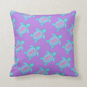 Lila aqua Patterne turtle Art cushion Kudde