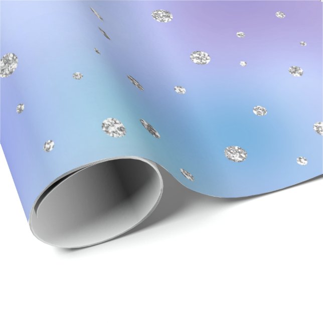 Lila Aqua Silver Gnistra Confetti Presentpapper (Rullad Hörn)