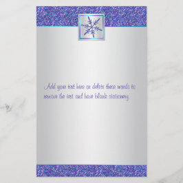 Lila Aqua Silver Snowflake Bröllop Stationery Brevpapper