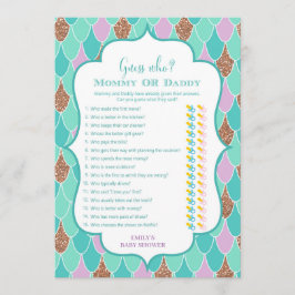 Lila Aqua Sjöjungfru Baby Shower-spelinbjudan Inbjudningar