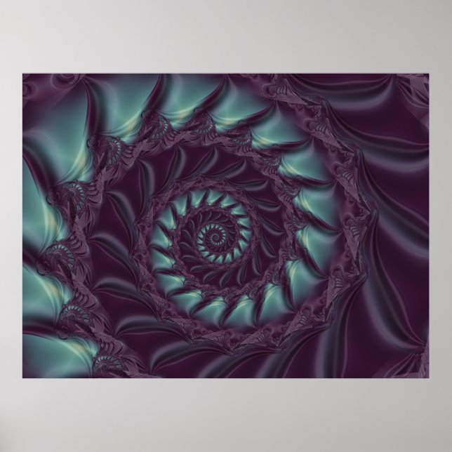 Lila & Aqua Spiral Fractal Poster (Framsidan)