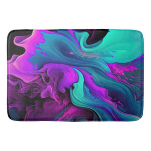 Lila Aqua Turquise Vacker Abstrakt Fluid Art Badrumsmatta