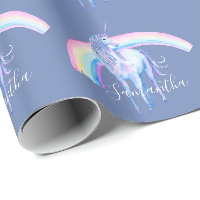 Lila Aqua Unicorn Dream Presentpapper (Rullad Hörn)