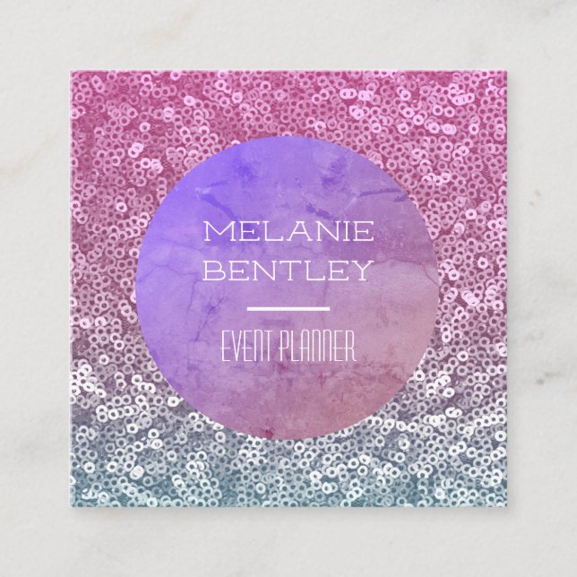 Lila Aquamarine Sparkly Glamor Fyrkantigt Visitkort (Framsida)