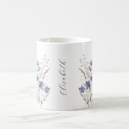 Lila Aquarell Wildblumen Tasse mit Namen Kaffemugg