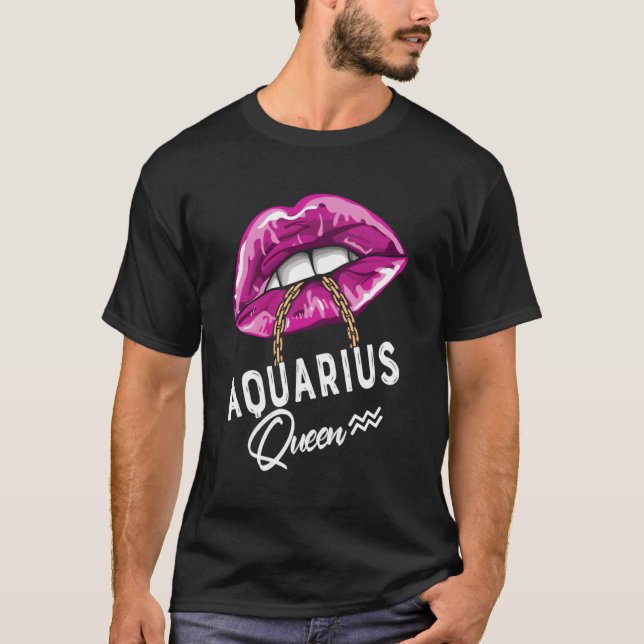 Lila Aquarius Queen Zodiac Stjärntecken T Shirt (Framsida)