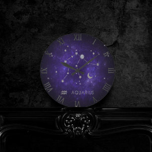 Lila Aquarius Zodiac   Astrology Horoscope Rund Klocka