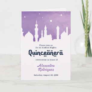 Lila Arabiska Nätter Akvarell Quinceañera Inbjudan