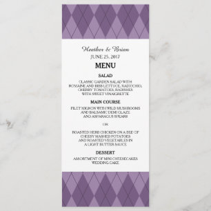 Lila Argyle Bröllop Menu Meny