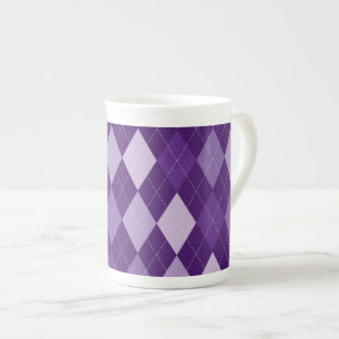 Lila argyle mönster benporslin mugg