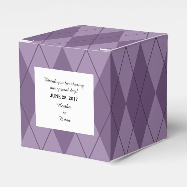Lila Argyle Wedding Favor Boxes Presentaskar (Framsidan Sidan)