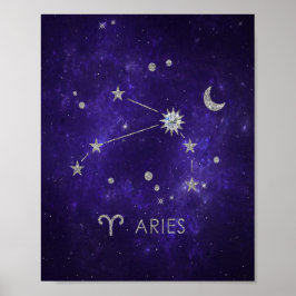 Lila Aries Zodiac | Kosmiskt astrologi Horoscope Poster