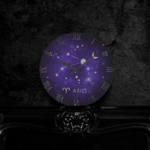 Lila Aries Zodiac Kosmiskt astrologi Horoscope Rund Klocka