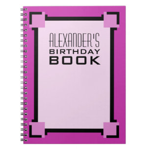 Lila Art Deco Birthday Bok Anteckningsbok