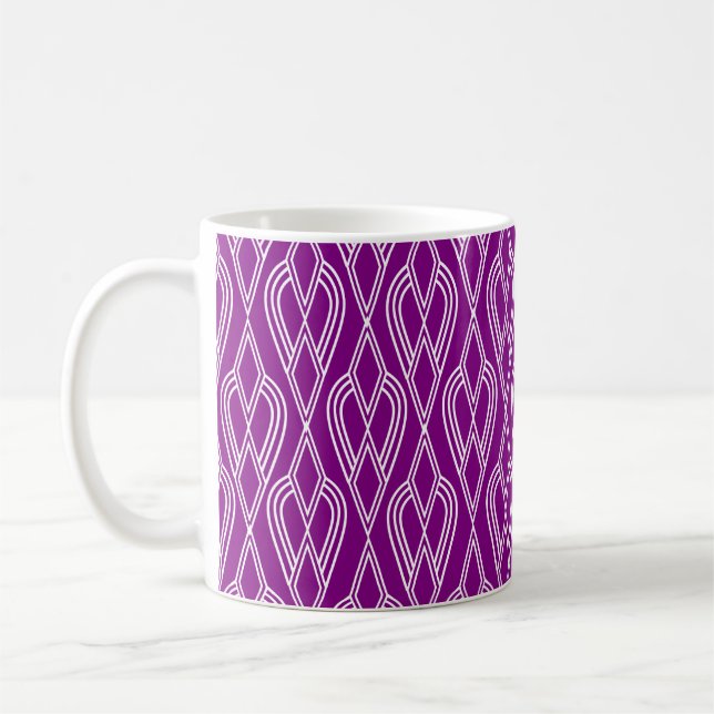 Lila Art Deco Flowerbed Coffee Mugg (Vänster)
