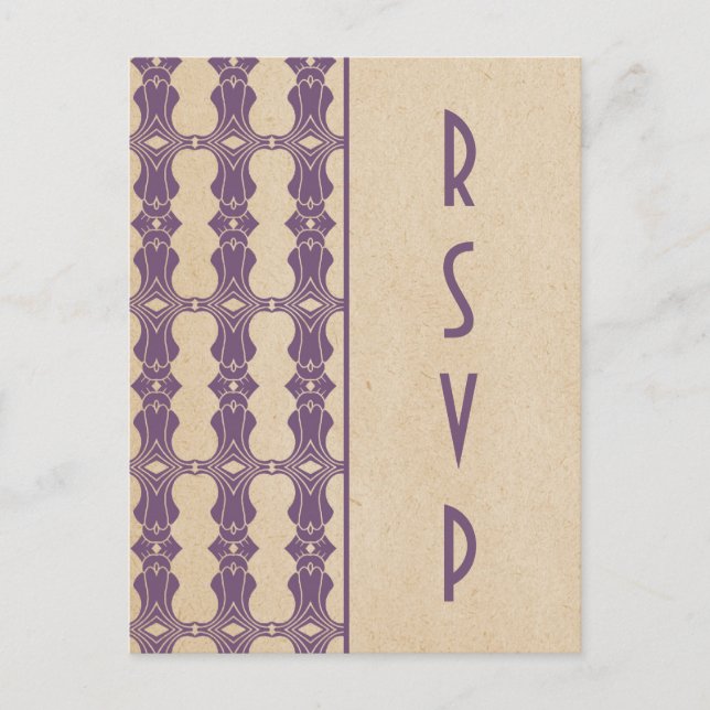 Lila Art Deco Gräns OSA vykort (Framsida)