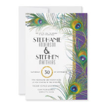 Lila Art Deco Peacock Feathers Modern Typografi