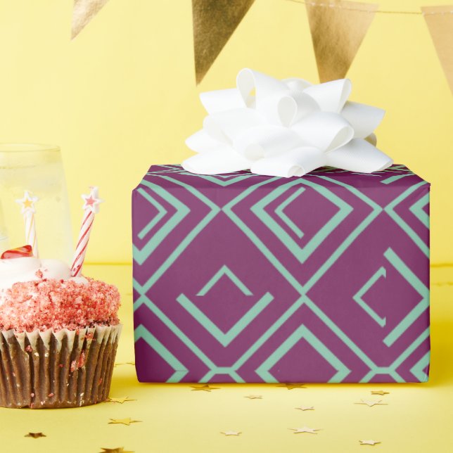 Lila Art Deco Presentpapper (Födelsedagsfest)
