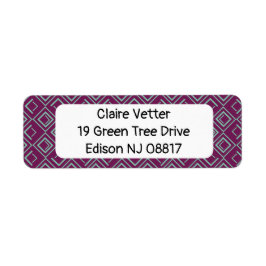 Lila Art Deco Returadress Etikett