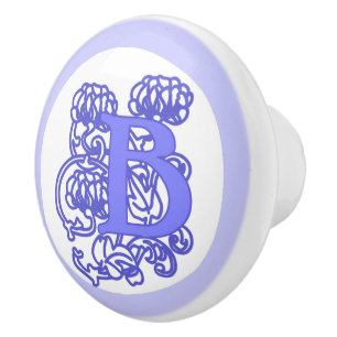 Lila Art nouveau Blommigt Monogram "B" Knopp