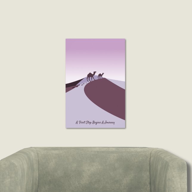 Lila Art, Slogan, Camels Walk the Desert Poster (Purple Art, Slogan, Camels Walk The Desert Poster)