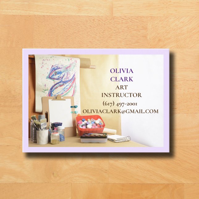 Lila Art Teacher/Tutor/Educator Art Class Visitkort (Art Classroom Business Card )