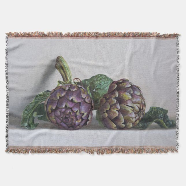 Lila Artichocker Hyperrealism Målning Filt (Framsidan)