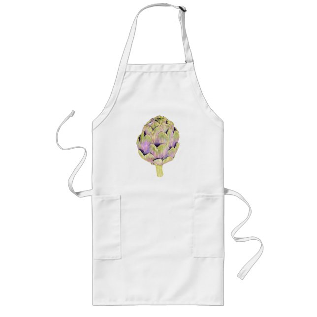 Lila Artichoke Apron Långt Förkläde (Framsidan)
