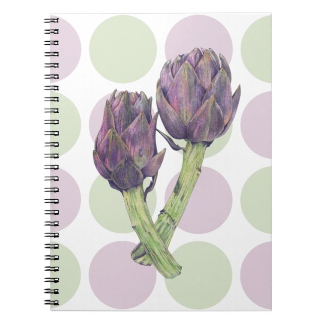 Lila Artichoke-punkter - bärbar dator Anteckningsbok (Framsidan)