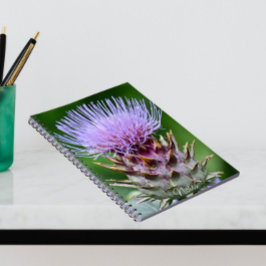 Lila Artichoke Thistle Head Blommigt Anteckningsbok