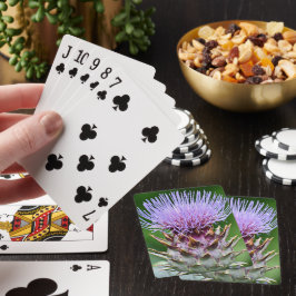 Lila Artichoke Thistle Head Blommigt Casinokort