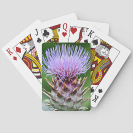 Lila Artichoke Thistle Head Blommigt Casinokort