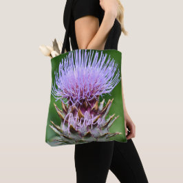 Lila Artichoke Tistel Blomställning Tygkasse