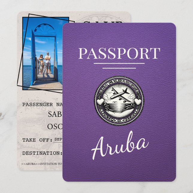 Lila Aruba Passport Spara datum Datumet (Fram/baksida)