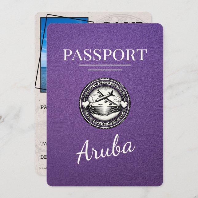 Lila Aruba Passport Spara datum Spara Datumet (Fram/baksida)