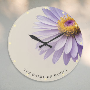 Lila Aster Elegant Blommig Botanisk Personlig Stor Klocka