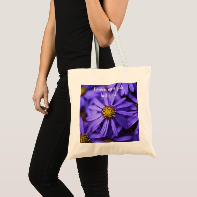 Lila Aster Flowers BeSnyval Sentiment Tygkasse (Framsida (produkt))