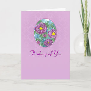 Lila Aster Watercolor Flowers tänker på dig Kort