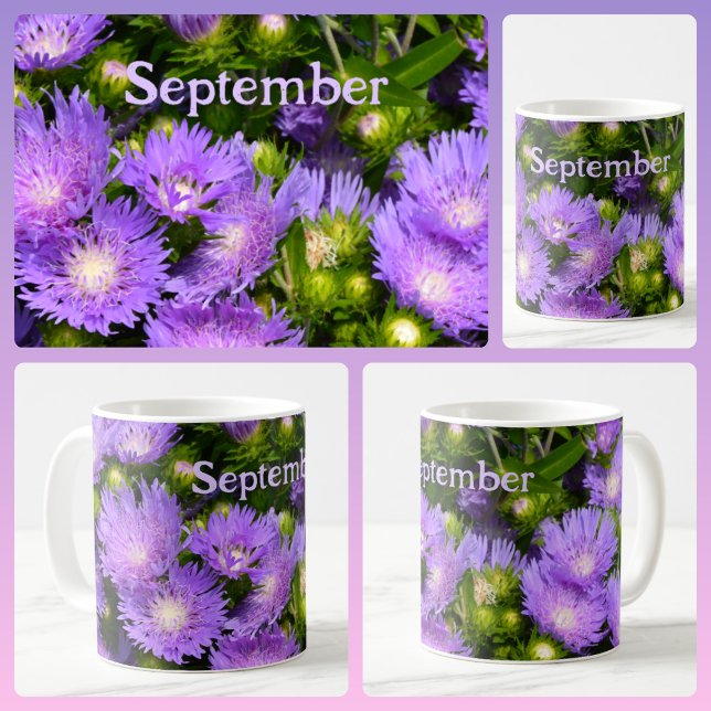 Lila Aster Wildrows Photographic Blommigt Kaffemugg (Skapare uppladdad)