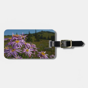Lila Asterblommor vid Mount Rainier Bagagebricka
