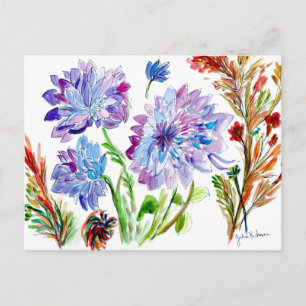 Lila Asters Flower vycard Vykort