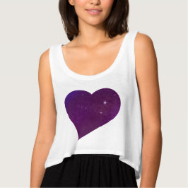 Lila Astral Hjärt Flowy Crop Top T-shirt