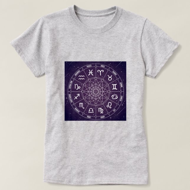 Lila Astrology-hjul T Shirt (Design framsida)