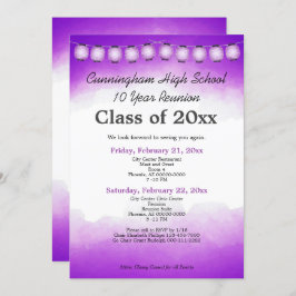 Lila Återföreningsmall för vattenfärgsklass Inbjudningar