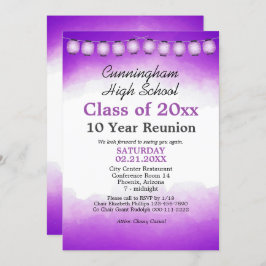 Lila Återföreningsmall för vattenfärgsklass Inbjudningar